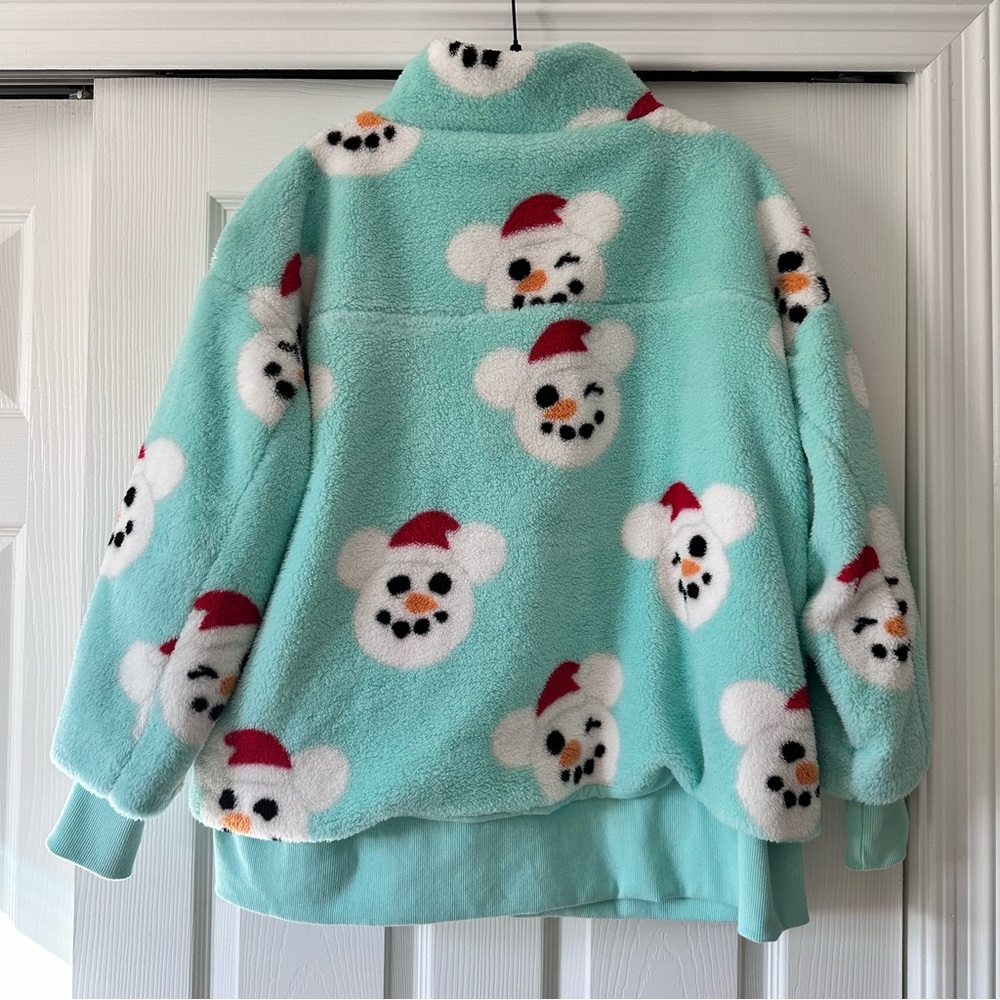 Disney 2024 Santa Mickey Mouse Snowman Sherpa Fleece Full-Zip Jacket - 1X - Picture 2 of 6